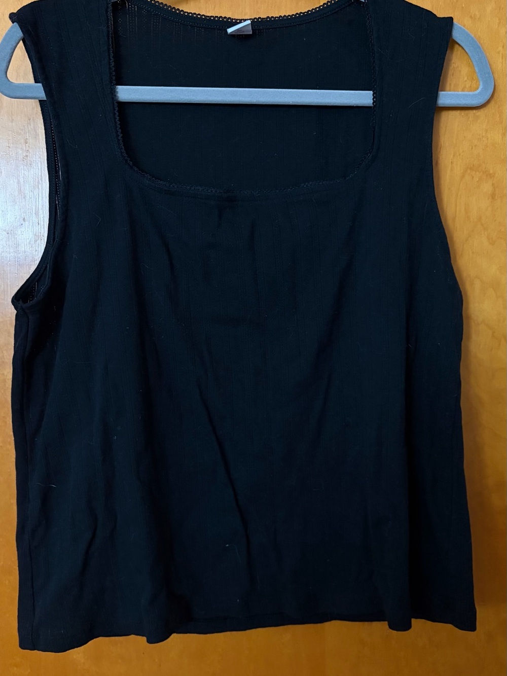 Old Navy Black Women's Square-Neck Cap Sleeve Top